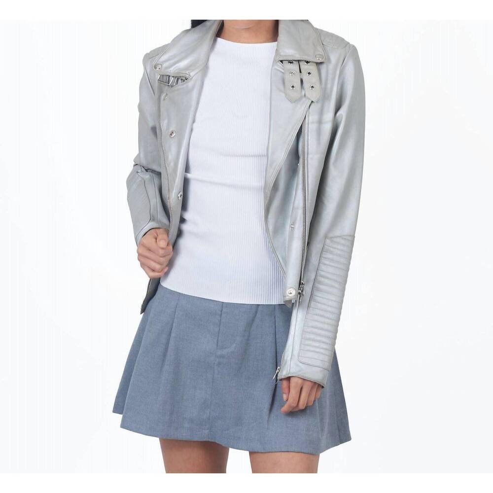 NEW JKT NYC harley metallic leather jacket in taupe - Picture 4 of 4